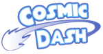 Used for the Comic Archive page. Cosmic Dash logo featuring stylized text and a comet embellishment.