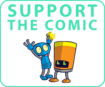 An image depicting two characters under the text "Support the Comic"