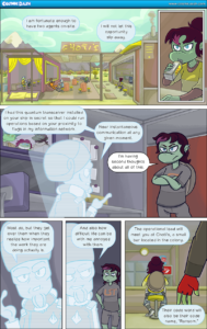 Cosmic Dash Page 389 - Mara drinking, alien language can be seen